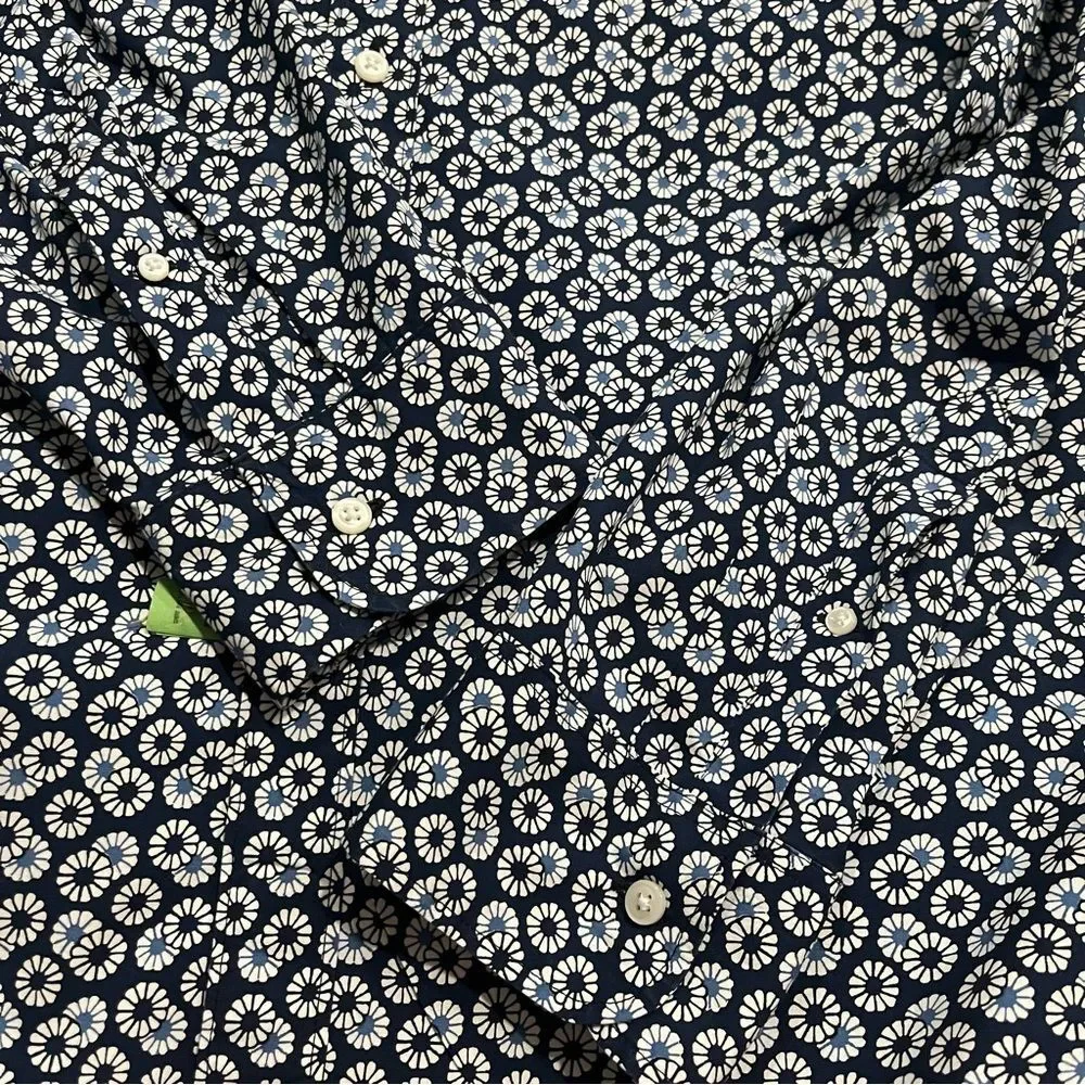 J. Crew Stretch Secret Wash Button Front Shirt in Floral Print Organic Cotton L
